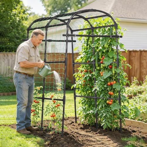 Garden Arch Trellis 71×43×83in PE Coated Metal Arbor for Outdoor Vines - Image 2