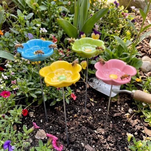 4 Pack Resin Flower Water Stations Cups Garden Stakes, Colorful, Lovely by Ferrochef
