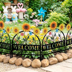 4 Pack Sunflower Garden Fence Metal Butterfly Flower Design - Image 4