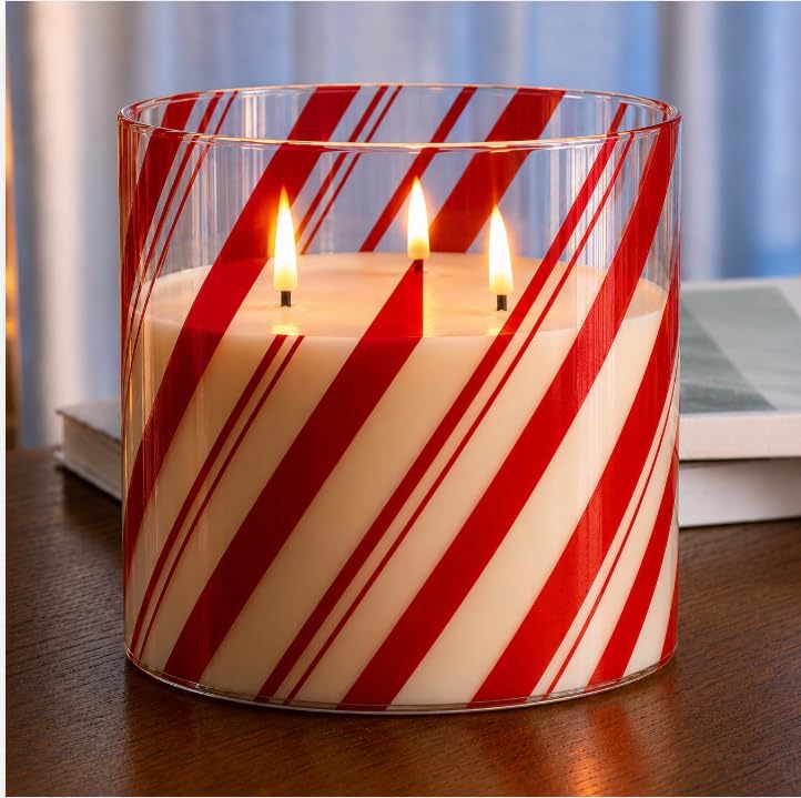 Extra Large Flameless Candles with 3 Wicks, 6"x6" Glass Battery Operated by AFINETH