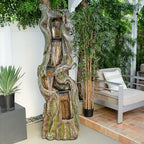 Alpine Corporation TVH156 79" Outdoor Floor Cascading Tree Trunk Water Fountain with LED Lights, Waterfall with Lights, Brown - Image 2