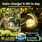 Solar Moon Hanging Backyard Lights, Outdoor Mandala Gold Decor Women Gifts - Image 2