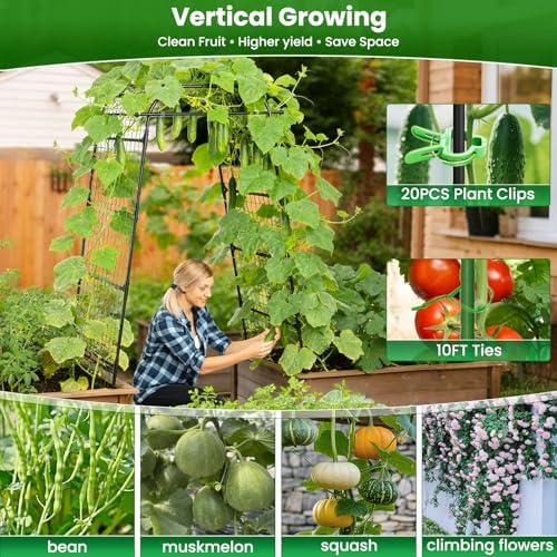 7.2FT Garden Arch Trellis for Climbing Plants, Heavy Duty Walk-Through Metal Arch with Netting, Wind-Resistant Vertical Garden Support for Cucumbers, Roses, Beans, Squash - Image 2