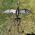 Kinetic Metal Mystical Dragon Yard Stake Wind Spinner Rocker Rocking Whirly-Gig Garden Art, 51" Tall Brown Antiqued Metal, Flying Dragon Yard Art - Image 4
