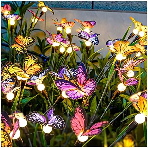 TONULAX Solar Garden Lights - 8 Pack Swaying Butterfly Light, Swaying in The Wind, Solar Outdoor Lights, Yard Patio Pathway Decoration, High Flexibility Iron Wire & Realistic Butterflies by TONULAX