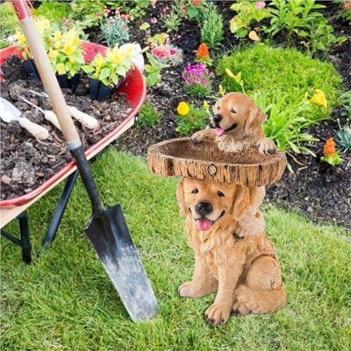 Garden Decor Garden Decoration Puppy Tree Ornaments Bird Bath Statue Dog Feeder Outdoor Decor - Image 3