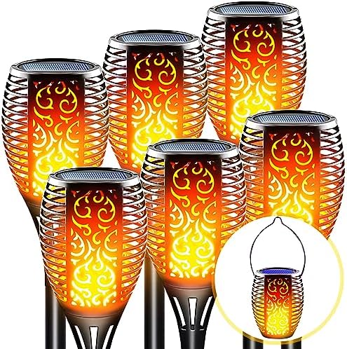 Large Solar Torch Lights Outdoor, Hanging Lanterns, 6 Pack by LazyBuddy