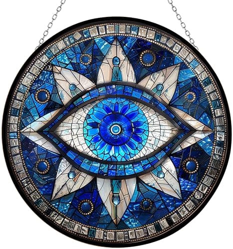 Evil Eye Stained Glass Window Hanging Sun Catcher Halloween Haning Ornament Decoration Christmas Birthday Gifts for Lover, Friends by 365CUSGIFTS