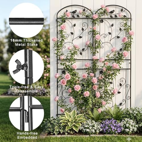 4 Pack Garden Trellis for Climbing Plants, 71 x 20 inch Rustproof Heavy Duty Metal Trellis for Climbing Rose Vine Clematis, Perfect for Premium Patio Decor & Luxury Outdoor Garden Design, Silver Gray - Image 4