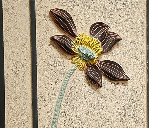 ARCVOX Home Garden Pedestal Stand Lotus Pattern, Synthetic Resin Asian Temple Pillar, Doorway Porch Plant Stand, Traditional Pillar Sculpture Statue (Color : Lotus, Size : Size L) - Image 5