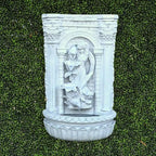 XBrand 30.3" Solar-Powered Outdoor Wall Fountain with Flower Maiden Statue, Antique Stone Waterfall Design for Garden, Yard Décor & Bird Bath, Polyresin - Image 3