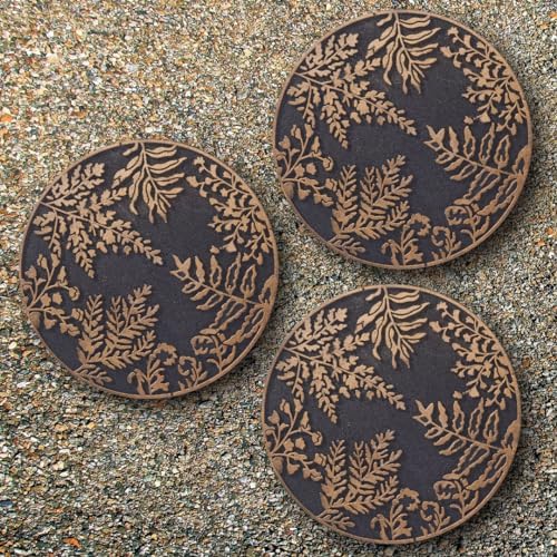 HF by LT Ferns Stepping Stone, 11-3/4 inches, Black with Brushed Brass Finish, Set of 3 - Image 3