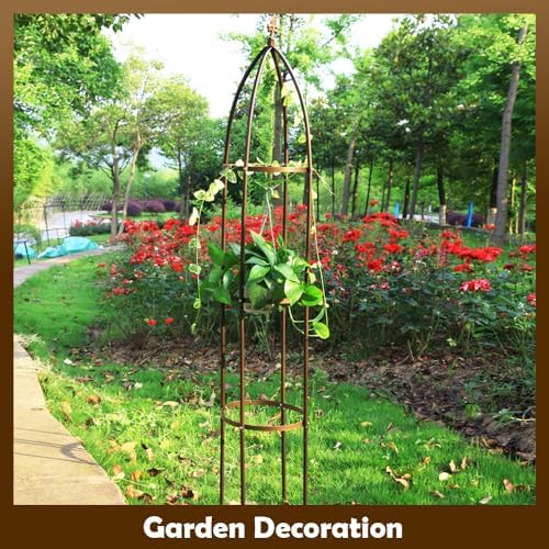 100% Metal Garden Obelisk Trellis Heavy Duty 6.3 ft Tall for Climbing Vines - Image 3