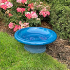Fiber Clay Birdbath, Gloss Bowl, Low-Profile Base, Azure Blue, 19" D x 7.5" H 6.5 lbs - Image 4