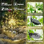 Anordsem Solar Lights Outdoor Waterproof: 4 Pack Garden Light - Bendable Copper Wire with 120 LED Firework Beads - DIY Warm Fun Decoration for Yard Patio - Twinkle Sparkler Gifts for Women Wife - Image 3