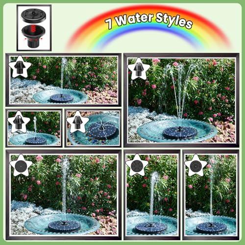Yzert Remote Solar Fountain Adjust Spray Height with Fantastic Colorful Lights, 2026 6W Solar Bird Bath with 4000 mAh Battery, Solar Water Fountain Pump for Outdoor, Garden Decor, Pond, Pool (54LEDs) - Image 3