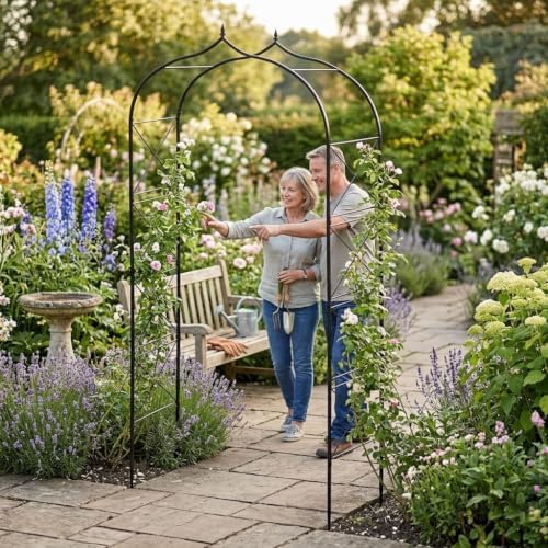Metal Garden Arbors 8Ft Thickened Arch Trellis for Climbing Plants - Image 5