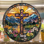 Floral Cross Acrylic Suncatcher - Image 4