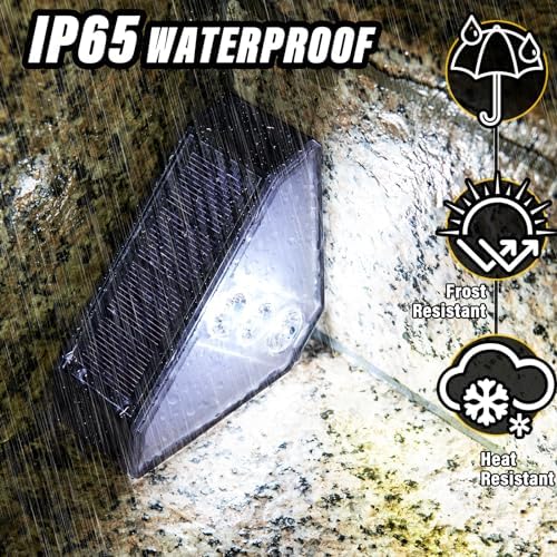 ROSHWEY Solar Stair Lights Outdoor Waterproof, 12 Pack Solar Powered Step Lights for Outside, Triangle Deck Step Light, Outdoor Decor Lighting for Front Porch, Backyard, Patio, Cool White - Image 6