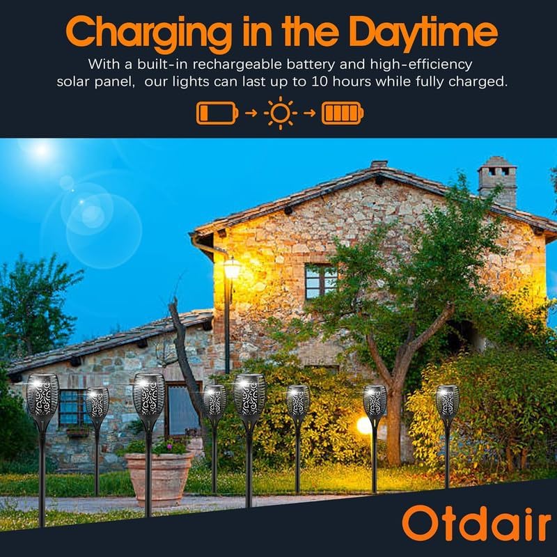 Otdair 43" Solar Torch Lights Outdoor with Flickering Flame for Halloween - Image 3