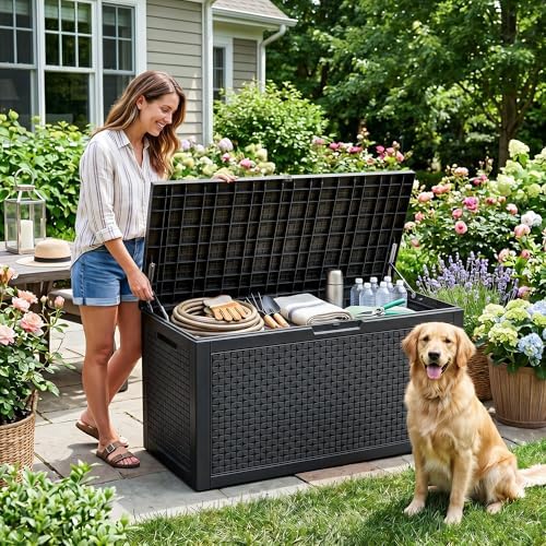 EasyUp 110 Gal Waterproof Outdoor Storage Box UV Resistant Deck Box - Image 2