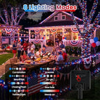 KAQ 2pack 500LED Solar String Lights Outdoor Waterproof Red White Blue - Image 4