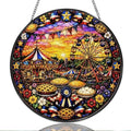 9.84 Inch Stained Glass Window Hanging Carnival Ferris Wheel Carousel Country Fair Sun Catchers Colorful Festival Scene Suncatchers for Home Porch Garden Indoor & Outdoor Decor by Unknown