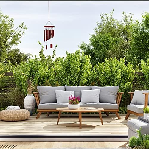 Relaxdays Wind Chime Bamboo, Calm Sound Chimes with 12 Tubes, Hanging Decor - Image 2