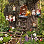 AceOrbit 7 Pcs Fairy Garden Accessories Miniature Fairy Doors with Trees, Windows, Streetlamp and Ladder, Mini Art Garden Sculpture, Outdoor Lawn Yard Decor for Patio, Balcony & Lawn Ornament - Image 4