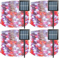 YEGUO 4 Pack Red and White Solar Fairy Lights, Each 33ft 100 LED Christmas Lights Outdoor Waterproof, 8 Modes Sliver Wire Solar String Lights by YEGUO