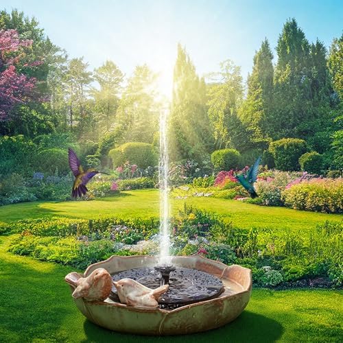 SiliFine Solar Fountain Ceramic Bird Bath for Outdoors Patio Yard Lawn - Image 6