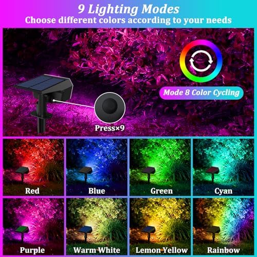 6-Pack Solar Spot Lights Outdoor Waterproof,Landscape Spotlight Multicolor - Image 2