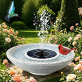 Solar Bird Bath Fountain, 12.5" Faux Granite Bowl, 6 Nozzles for Outdoors by Unknown