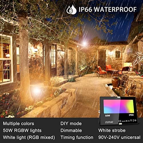 MELPO Led Flood Light 500W Equivalent, RGBW Led Outdoor Colored Floodlight - Image 2