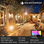 LED Flood Light Outdoor, 500W Equivalent 5000LM Smart RGB Landscape Lights - Image 2