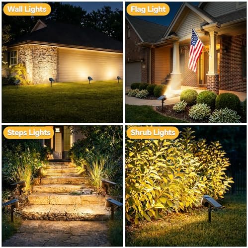 Solar Spot Lights Outdoor, 3 Modes 2-in-1 IP65 Waterproof 4 Pack Spotlights - Image 3