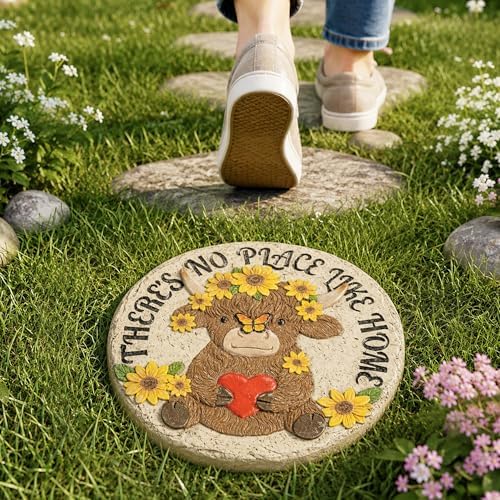 GIGALUMI Highland Cow Garden Stepping Stones Outdoor Walkway Yard Patio - Image 6