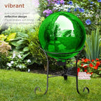 Alpine Corporation 10" Diamater Indoor Outdoor Glass Gazing Globe Festive Yard Decor, Green - Image 5