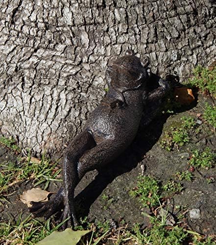 Bellaa Sleeping Frog Garden Statue - 8" Brown Stone Finish Outdoor Decorative Frog Figurine for Yard, Patio, Lawn & Home Decor - Image 5