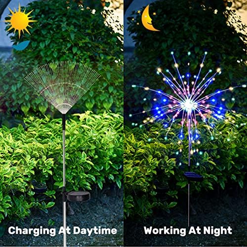 Solar Garden Firework Lights Outdoor Waterproof 6 Pack, 120 LED Sparklers, Colorful, for Patio, Backyard, Sidewalk, Christmas, Parties - Image 6