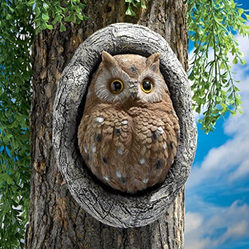 Novelty Owl Tree Hugger Decor Garden Peeker Yard Art Tree Faces Outdoor Owl Tree Sculpture Polyresin Animal Tree Accessories Gift (Large) - Image 2