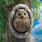 Novelty Owl Tree Hugger Decor Garden Peeker Yard Art Tree Faces Outdoor Owl Tree Sculpture Polyresin Animal Tree Accessories Gift (Large) - Image 2
