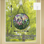 Purple Berries and Butterflies Stained Glass Window Hanging Panel – 11.8in Floral Nature Suncatcher Wall Art for Home Window Decor and Gift - Image 4