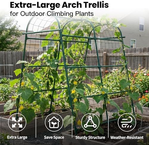 Garden Arch Trellis for Climbing Plants Outdoor, 7 Ft Tall Cucumber Trellis - Image 2