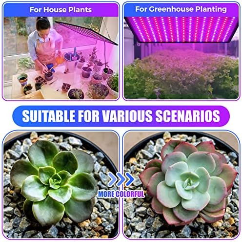 Liliful 4 Pcs Grow Lights Panel 200W Artificial Full Spectrum Grow Lamps with 225 LEDs for Indoor Outdoor Seedling Tent Flowe(Red, Blue) - Image 5