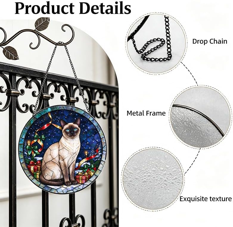 Stained Glass Window Hanging Tonkinese Suncatcher Gifts for Women 11.8" - Image 3