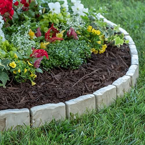 EasyFlex No-Dig Landscape Edging with Anchoring Spikes, 2.7 in. Tall Decorative Stone-Look Garden Border, 90 Foot Kit, Brown (3602B-90C) - Image 6