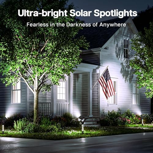 Solar Spot Lights Outdoor Waterproof Spotlights, Cool White 4 Pack - Image 2