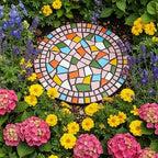 Garden Decoration Round Pedal Stone 12 "- Pink Mosaic Pattern - Image 5