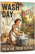 Woman Doing Laundry Tin Sign 8x12Inch by Unknown